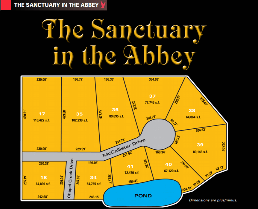 Sanctuary in the Abbey, Perrysburg, Ohio new home community, new homesite plat map. Available new home construction land for sale in Perrysburg, Ohio