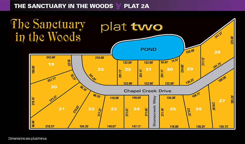 Sanctuary in the Woods plat two homesite map. Available new home construction land for sale in Perrysburg, Ohio