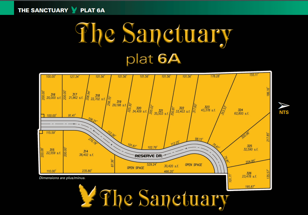 Sanctuary plat 6A lot map. One of the new home communities within The Sanctuary, extra large land for sale for homesites in Perrysburg, Ohio